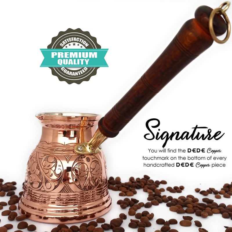 DEDE Copper - IST Series (XLarge-16.9 floz) - Thickest Solid Copper Engraved Turkish Greek Arabic Coffee Pot with Wooden Handle, Stovetop Coffee Maker Cezve, Jezve, Jazva, Jazzve, Ibrik, Briki (Shiny) - Image 3
